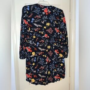 OLD BAVY FLORAL BABYDOLL DRESS BLACK OPEN VNECK BOHO SMOCK SMALL